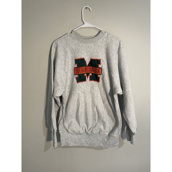 Vintage UM University Of Miami Hurricanes Big Logo Fanatics Pullover Size L - Picture 1 of 9